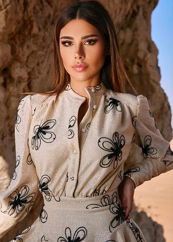 Zara Kürklü Bohem Etnik Desenli Mini Elbise