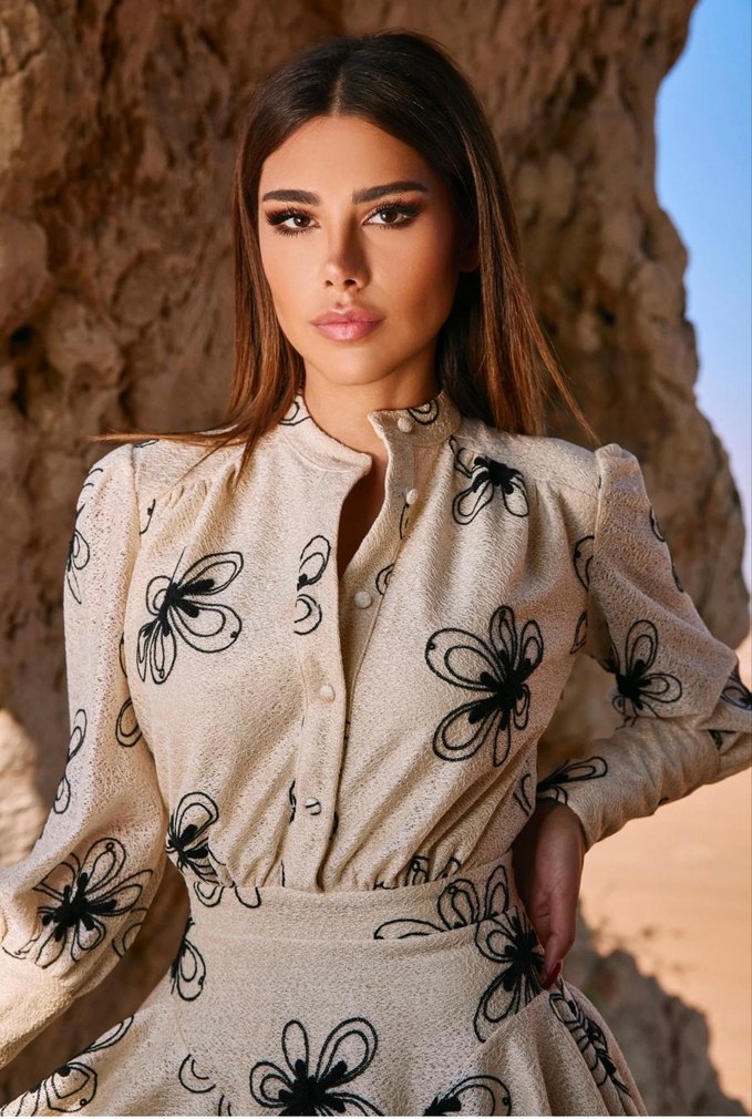 Kürklü Bohem Etnik Desenli Mini Elbise - Görsel 5