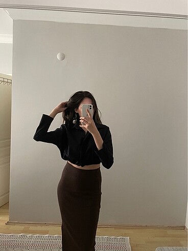 s Beden Crop gömlek