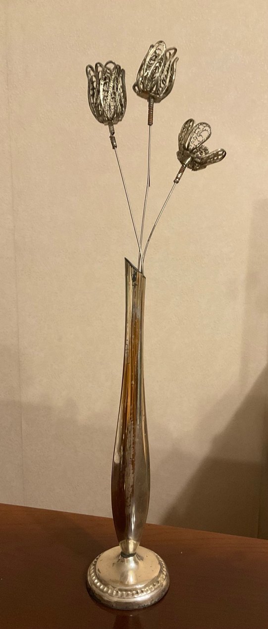 ALMAN GÜMÜŞÜ ŞEKERLİK ve 3 ÇİÇEKLİ VAZO - Görsel 3