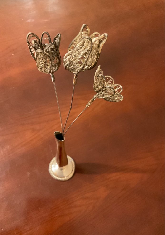 ALMAN GÜMÜŞÜ ŞEKERLİK ve 3 ÇİÇEKLİ VAZO - Görsel 2