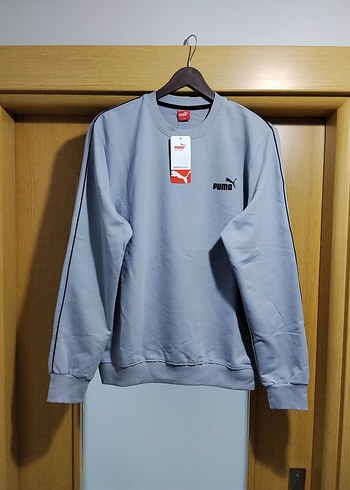 Puma Acik Mavi Bisiklet Yaka Sweatshirt