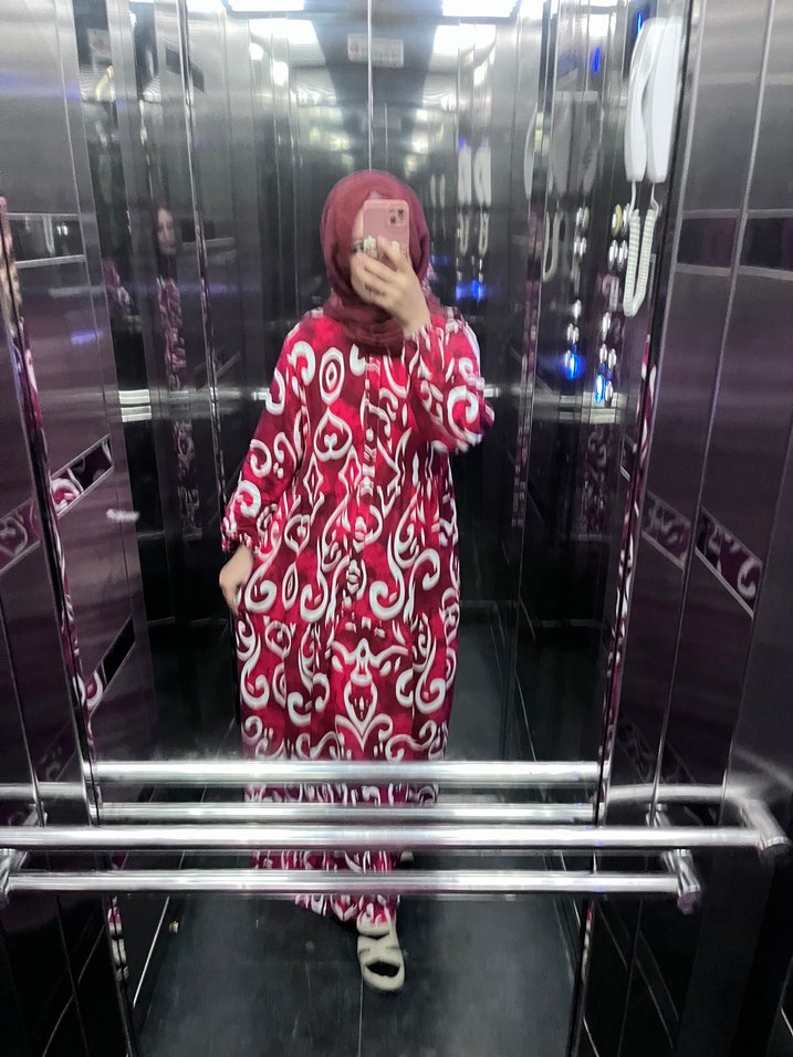 Kırmızı Uzun Salaş Bağlamalı Elbise - Görsel 2