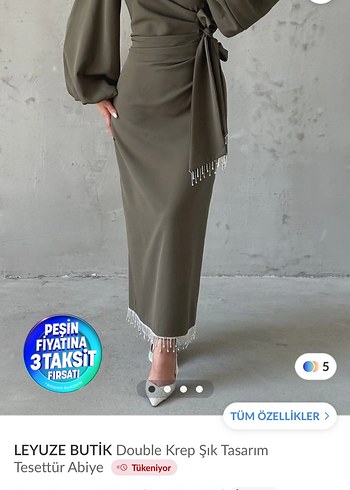 Drapeli Bej Uzun Kadın Etek - Görsel 4
