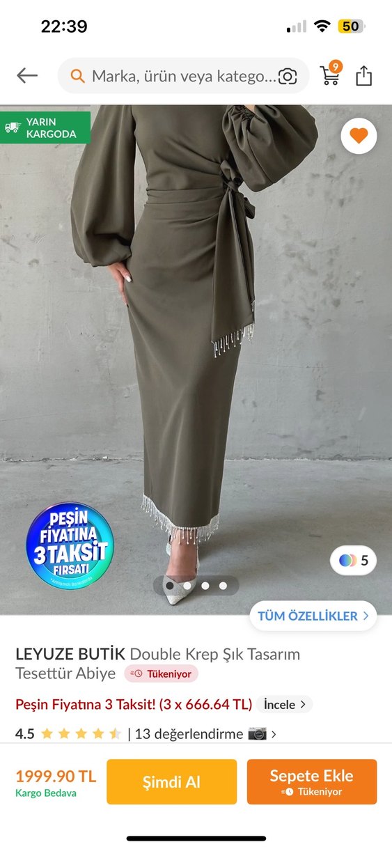 Drapeli Bej Uzun Kadın Etek - Görsel 4