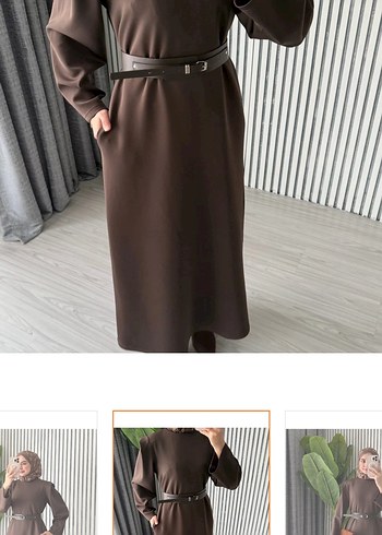 Kahverengi Deri Uzun Elbise - Görsel 2