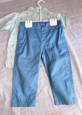 3 Yaş Beden Erkek Bebek Mavi Denim Kısa Kollu Takım