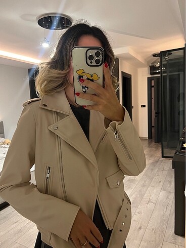 Zara krem deri ceket