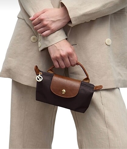 Longchamp kahverengi xs pounch le pliage mini