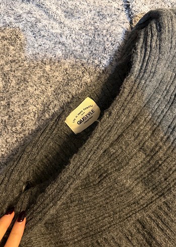 Gri Kadın Triko Kayık Yaka Kazak - Görsel 2