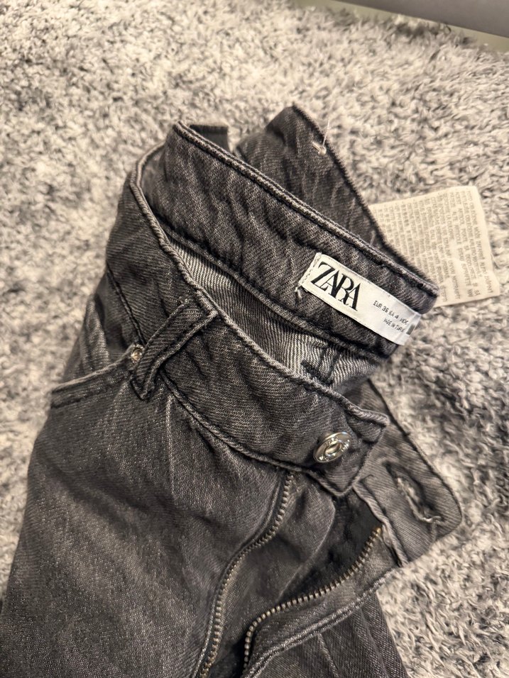 Gri Bol Kesim Midi Kot Pantolon - Görsel 2