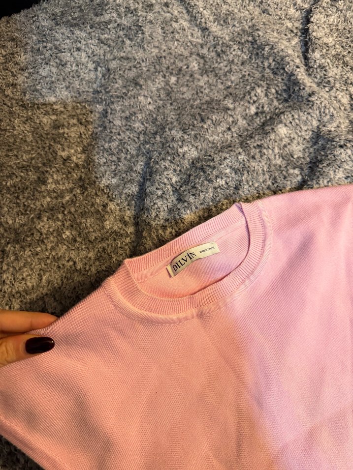 Pembe Kolsuz Salaş Kadın Süveter - Görsel 2