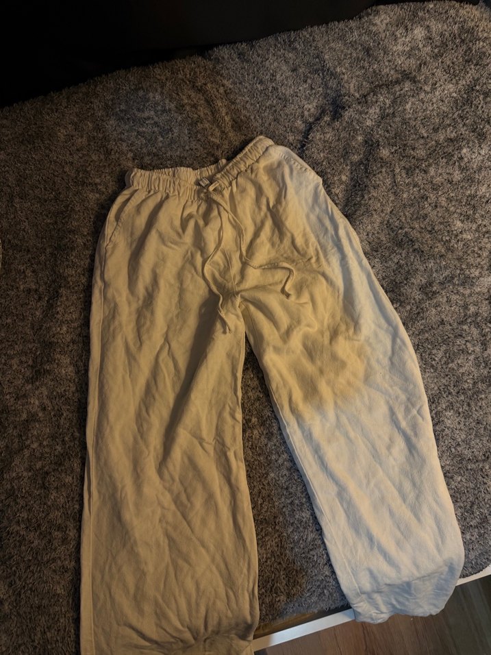 Bej Kadın Keten Midi Bol Pantolon - Görsel 3