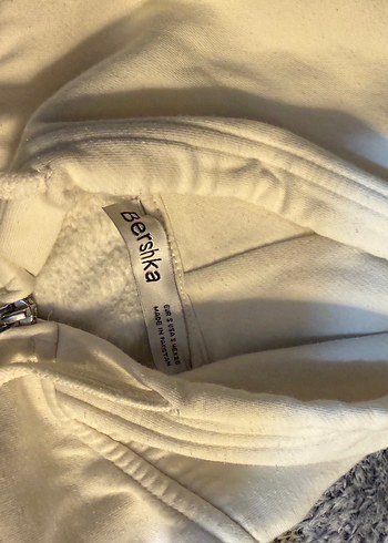 Fermuarlı Beyaz Kapüşonlu kadın
 Sweatshirt - Görsel 4