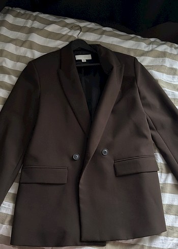 Zara Aci Kahve Cift Dugmeli Blazer