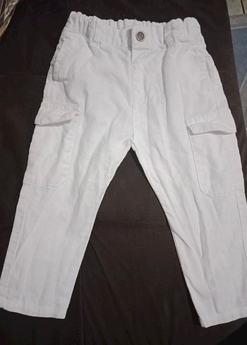 Zara Düğmeli Beyaz Erkek çocuk Keten Pantolon