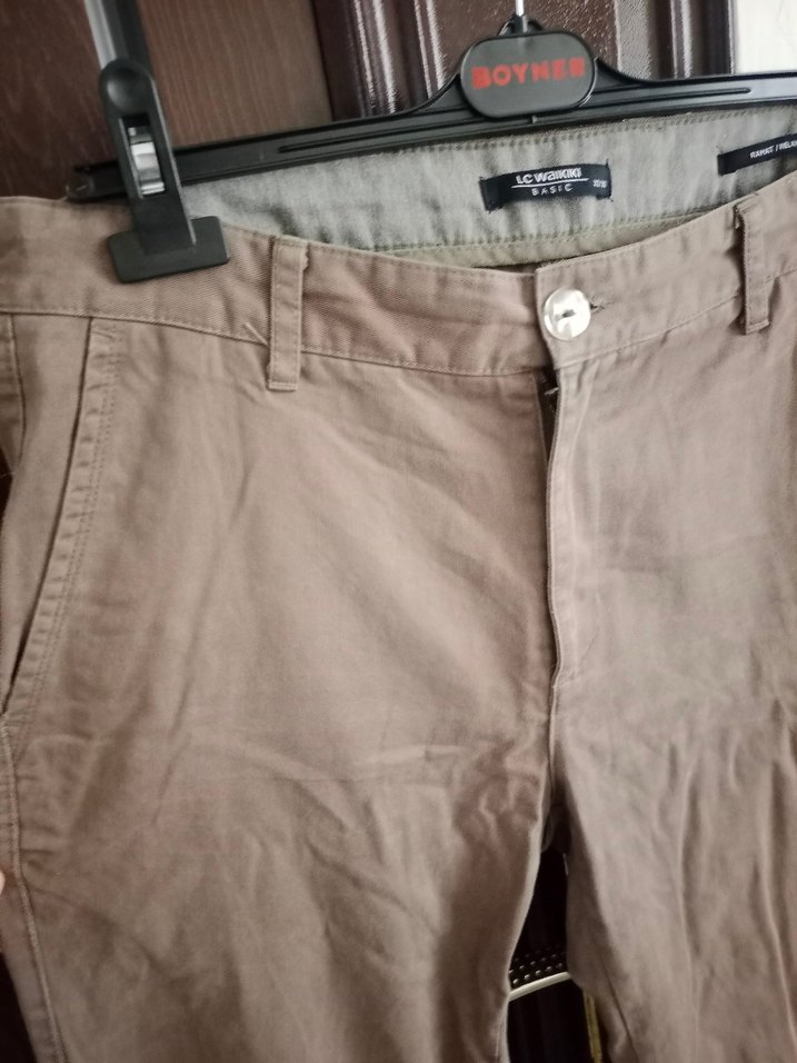 Bej Keten Erkek Pantolon Bel Detaylı - Görsel 2