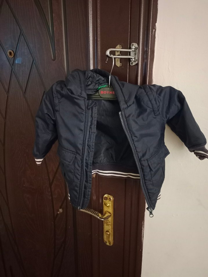 koyu lacivert Kapüşonlu Fermuarlı Erkek Çocuk Mont - Görsel 4