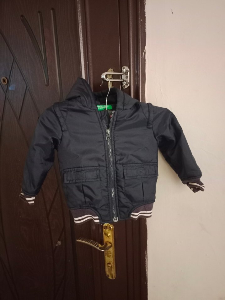 koyu lacivert Kapüşonlu Fermuarlı Erkek Çocuk Mont - Görsel 2