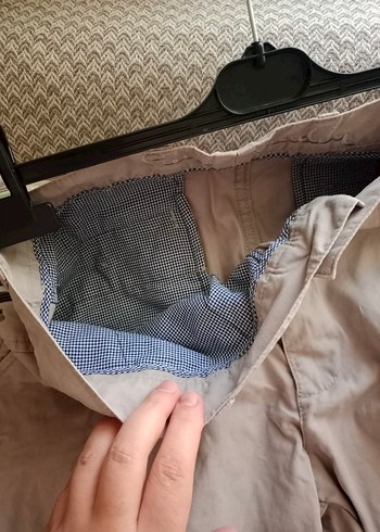 Bej pamuk Kemerli Erkek Pantolon - Görsel 5