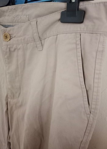 Bej pamuk Kemerli Erkek Pantolon - Görsel 2