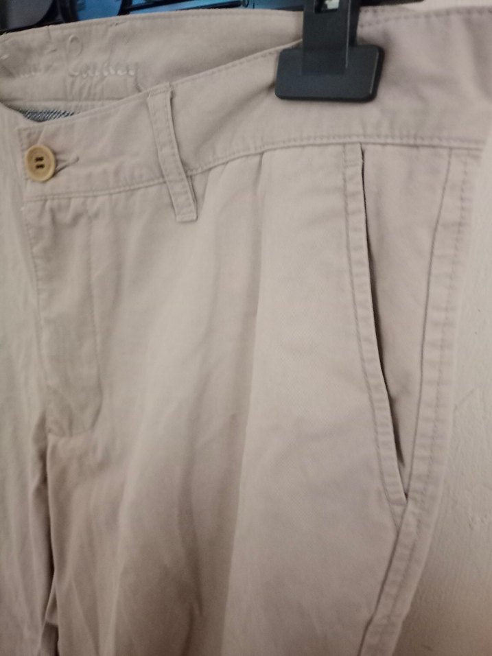 Bej pamuk Kemerli Erkek Pantolon - Görsel 2