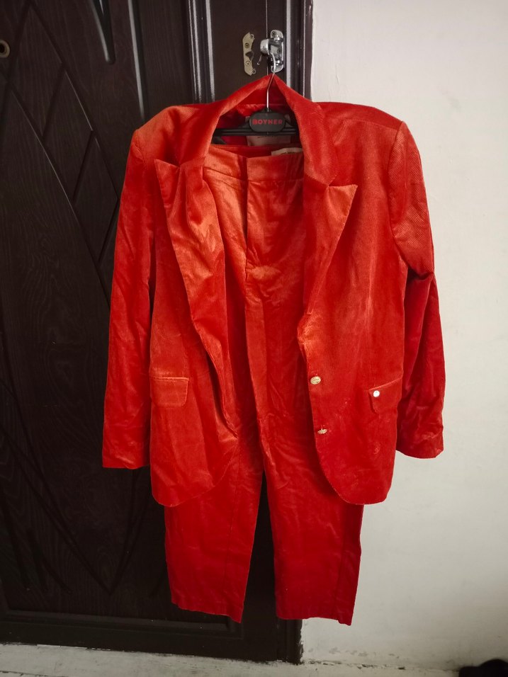 Turuncu Süet Kadın blazer ve pantolon takım 2 li fiyat - Görsel 2