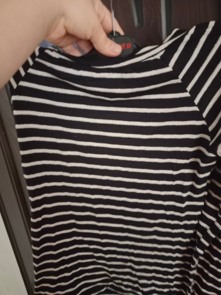 Gri Çizgili Uzun Kollu Kadın Bluz - Görsel 5