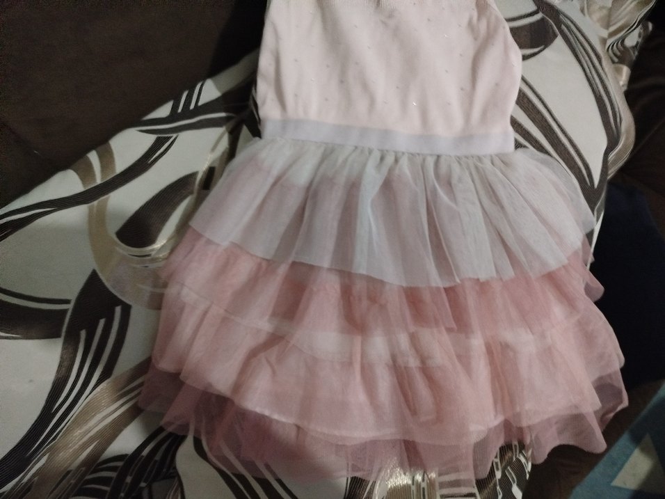 Pembe Kız Çocuk Fırfırlı Elbise - Görsel 2