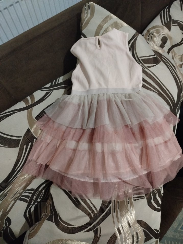 Pembe Kız Çocuk Fırfırlı Elbise - Görsel 4