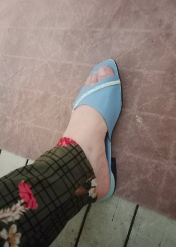 Bahar Korçan Mavi Blok Topuklu Kadın Terlik