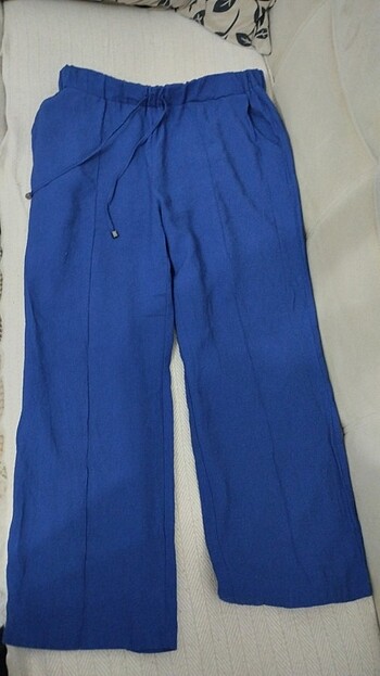 Kalın lastikli keten pantalon