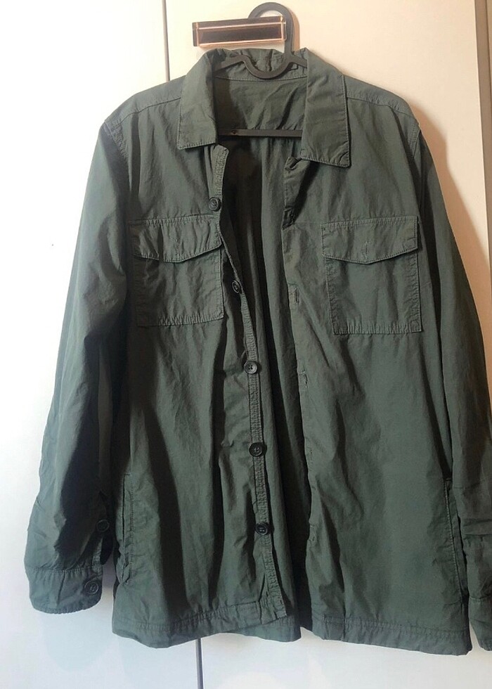 Paraşüt kumaş gömlek, koyu haki renk, hiç giyilmedi - Görsel 2