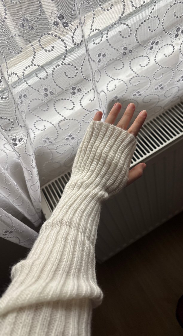 Beyaz Örgü Kadın Eldiveni - Görsel 2