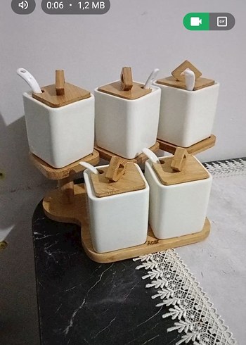 Beyaz Seramik Baharatlık Seti