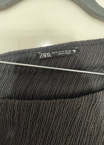 Zara Gri Piliseli Uzun Kollu bluz