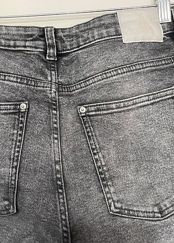 Zara Gri Kadın Denim Pantolon, Normal Boy, Kemerli