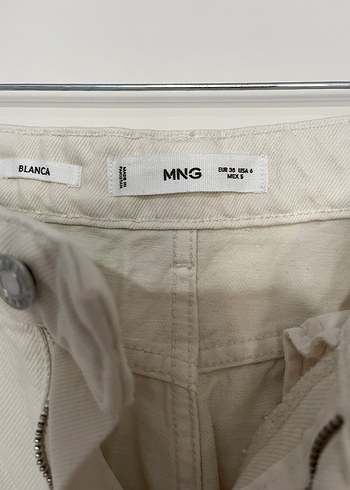 Mango Beyaz Regular Fit Kadın Kot Pantolon