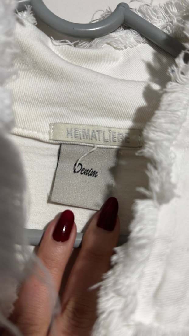 Beyaz Düğmeli Kadın Denim Ceket - Görsel 2