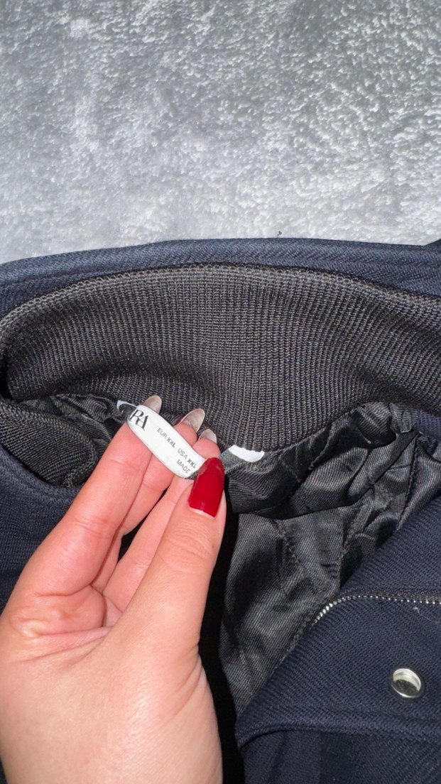 Lacivert Kadin Midi Boy Fermuarlı Ceket - Görsel 2