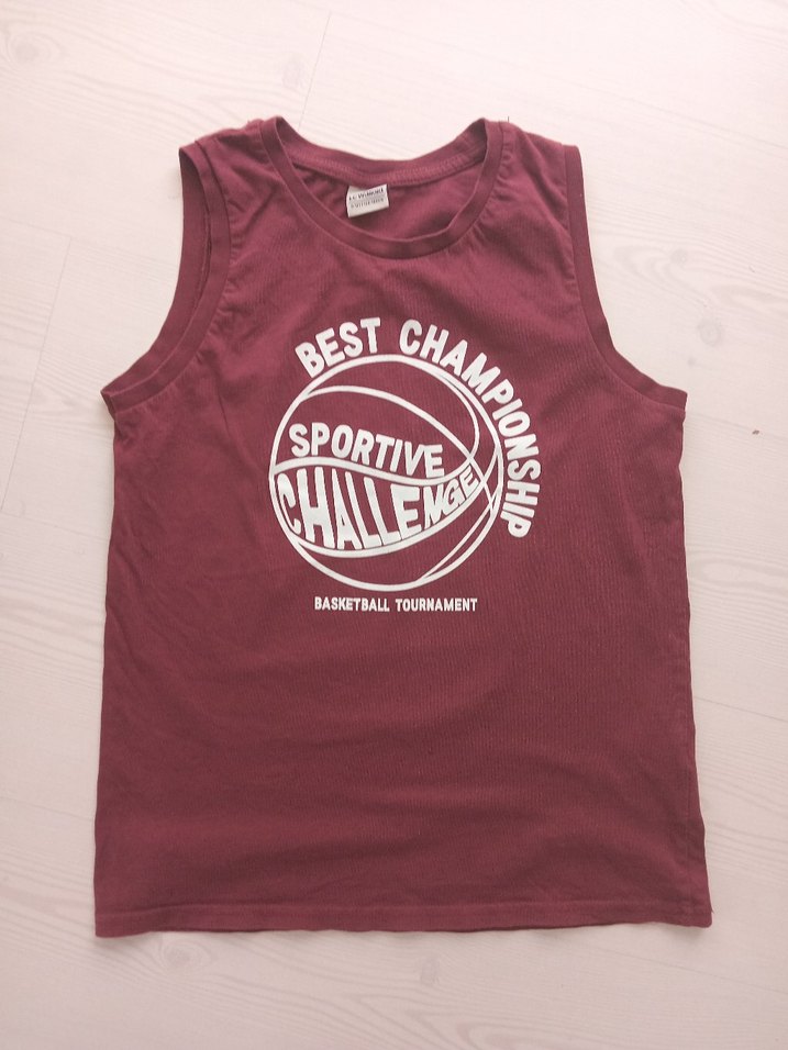 Bordo Baskılı Çocuk Atlet - Görsel 3