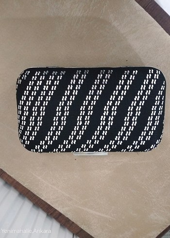 Kadın Siyah Elastik Clutch Çanta orjinal el emeği tel kırma