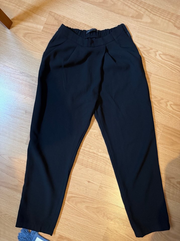 Kadın Lacivert Rahat Kesim Midi Kumaş Pantolon - Görsel 4