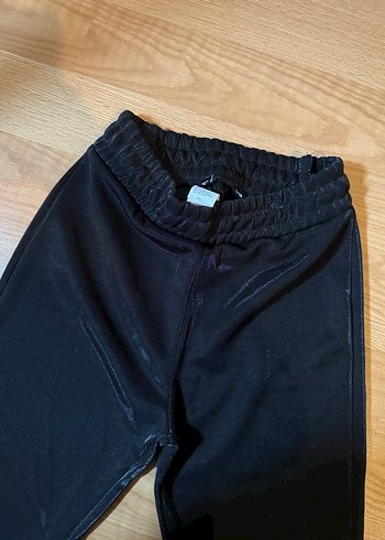 Siyah Kadın Esnek Bel Denim İspanyol Paça Pantolon - Görsel 3