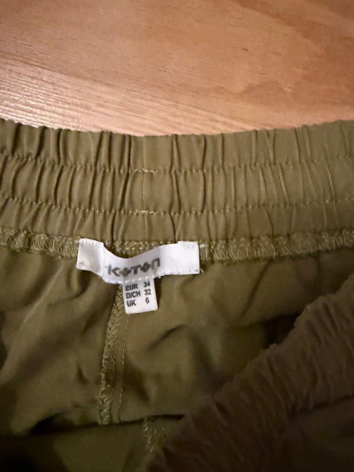 Kadın Haki Rahat Kesim Midi Kumaş Pantolon koton carrot model - Görsel 2