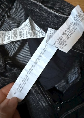 Zara kids Kemerli Gri Rahat Kesim Kadın Kot Pantolon - Görsel 3