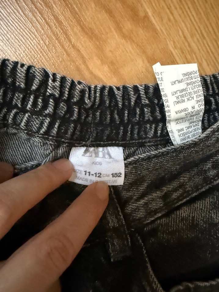 Zara kids Kemerli Gri Rahat Kesim Kadın Kot Pantolon - Görsel 2