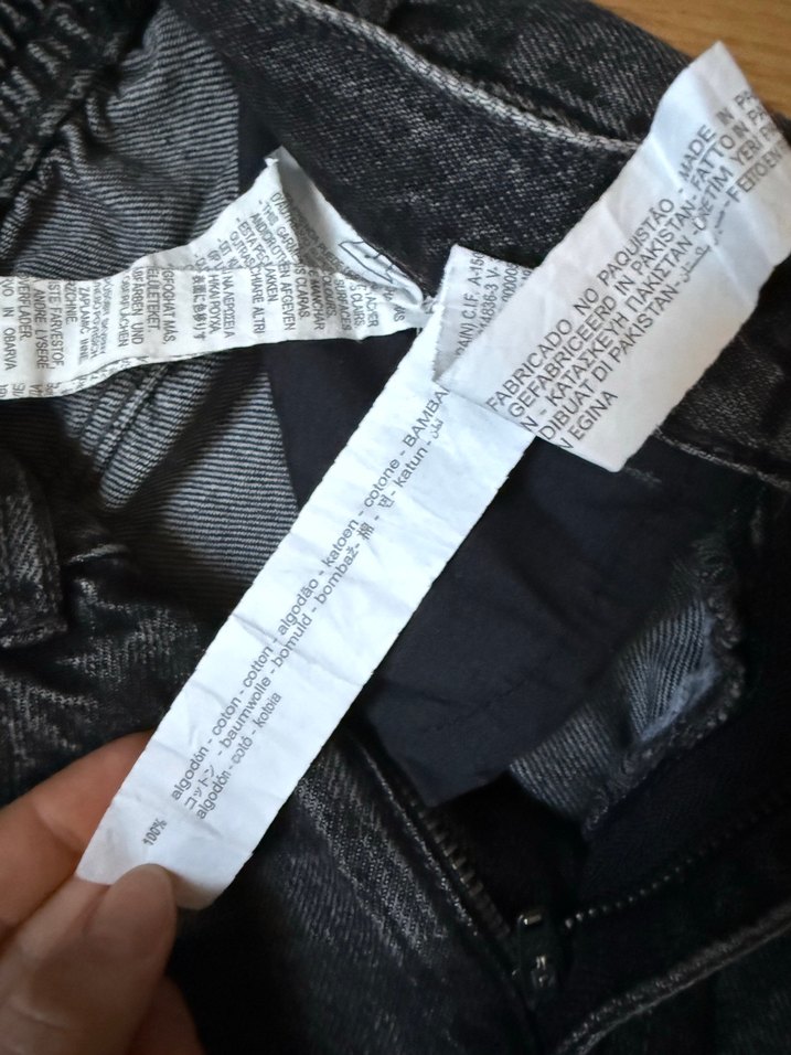 Zara kids Kemerli Gri Rahat Kesim Kadın Kot Pantolon - Görsel 3