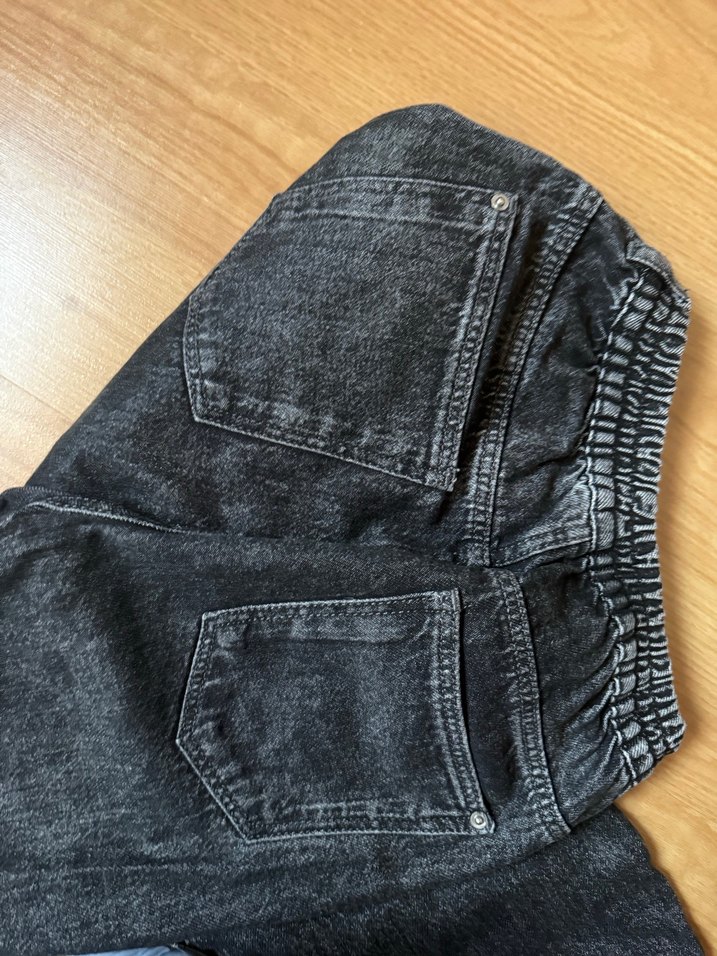 Zara kids Kemerli Gri Rahat Kesim Kadın Kot Pantolon - Görsel 4