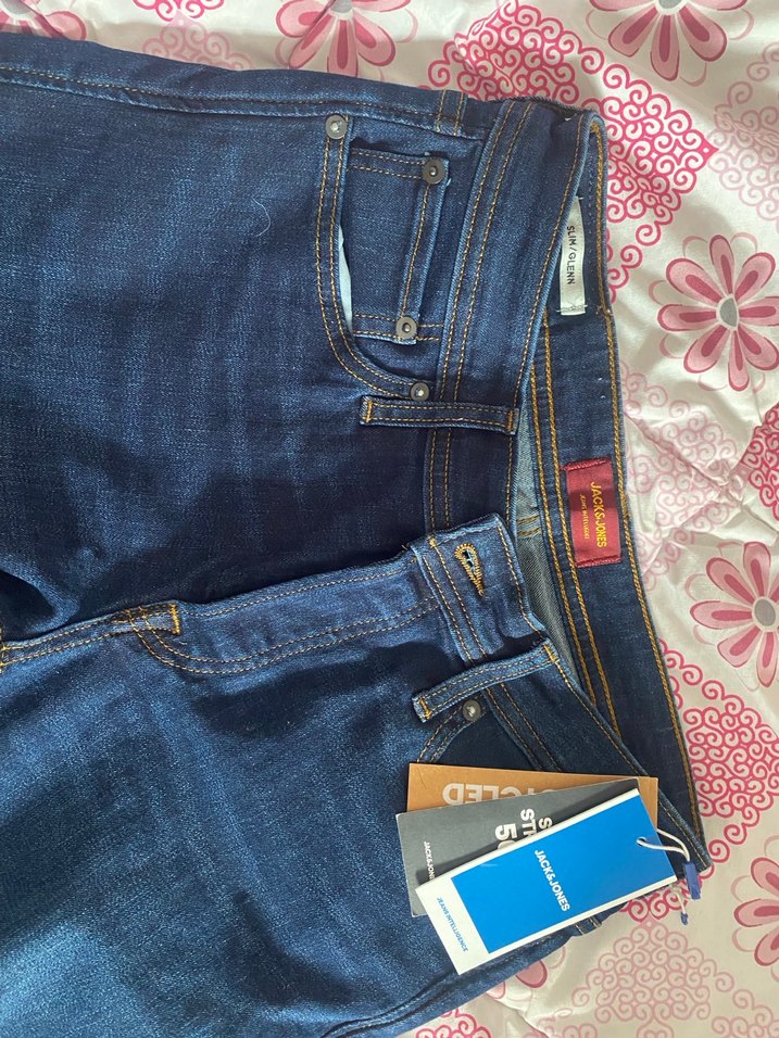 Düğmeli Koyu Mavi Erkek Kot Pantolon - Görsel 5